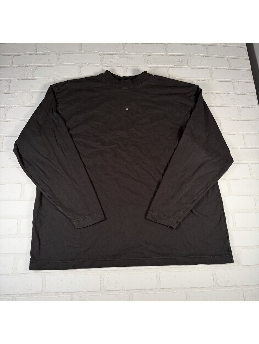YZY GAP Shirt Mens Black Long Sleeve Yeezy Logo Oversized Tee LARGE